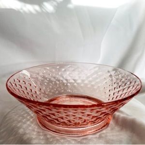 Vintage Cubist Depression Pink Glass Bowl